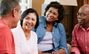 A group of retired friends laughing
