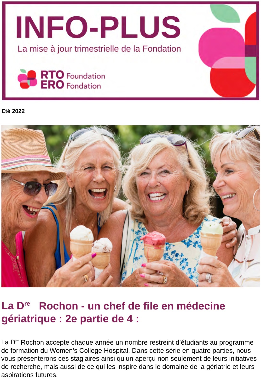 La Dre Rochon – un chef de file en médecine gériatrique : 2e partie de 4 :