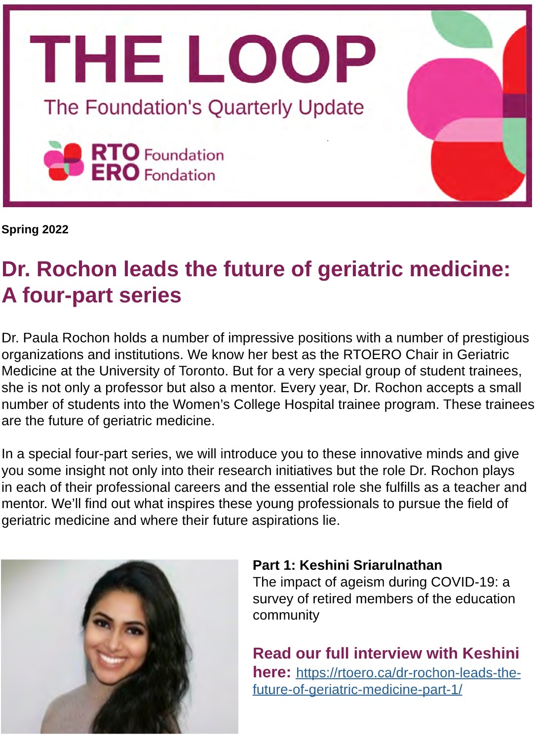 Dr. Rochon leads the future of geriatric medicine: A four-part series
