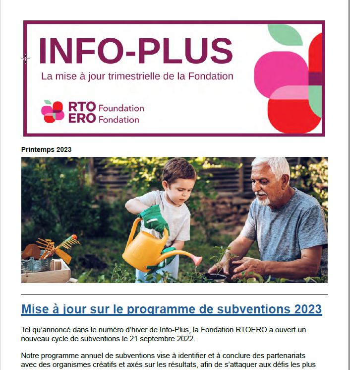 Mise à jour sur le programme de subventions 2023