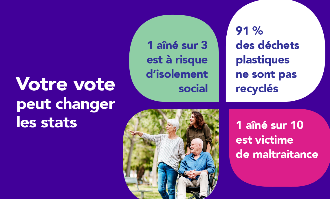 Graphique en forme de fleur avec le texte : Ton vote peut changer les stats